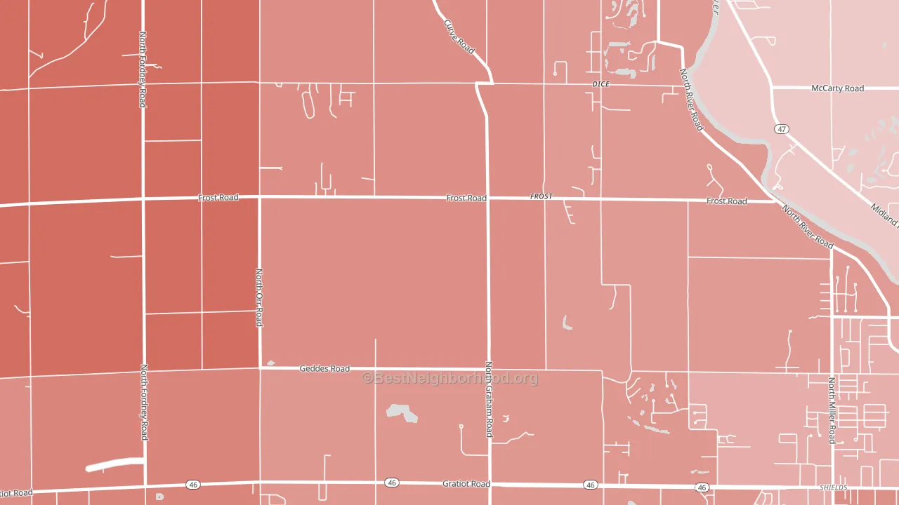 Frost, MI block-group political-lean map