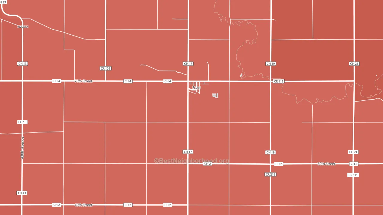 Frost, MN block-group political-lean map