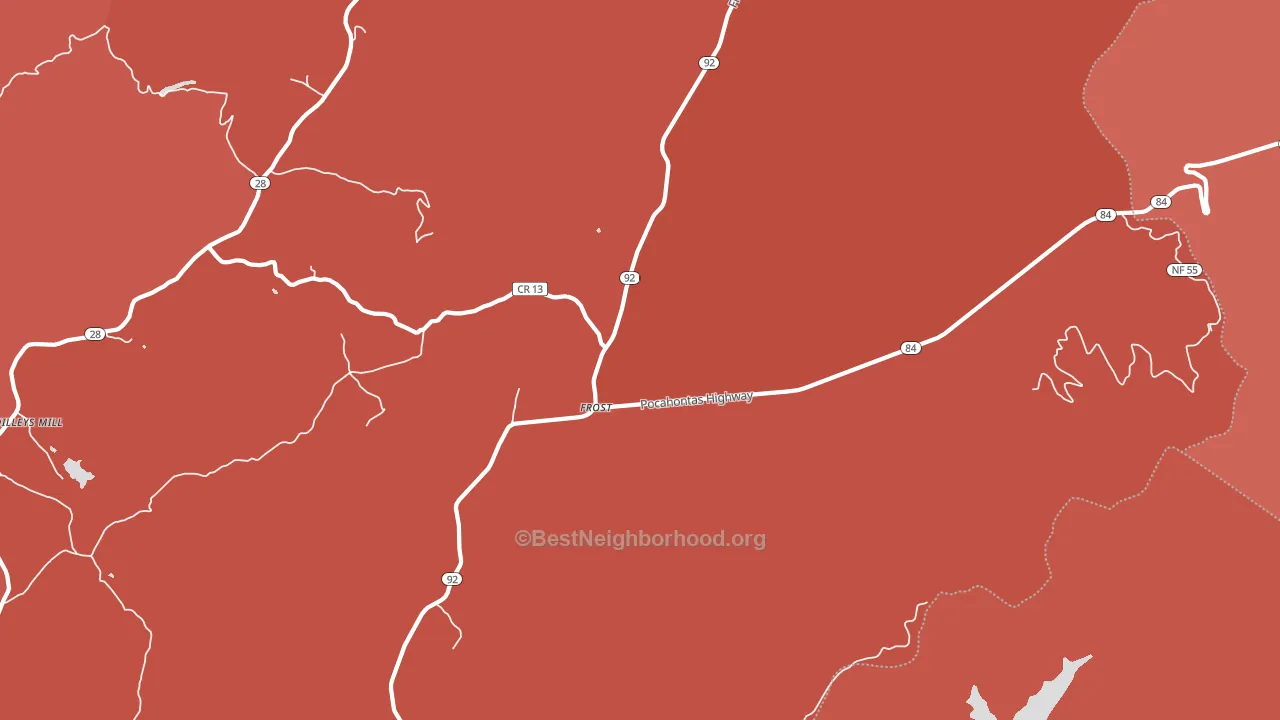 Frost, WV block-group political-lean map