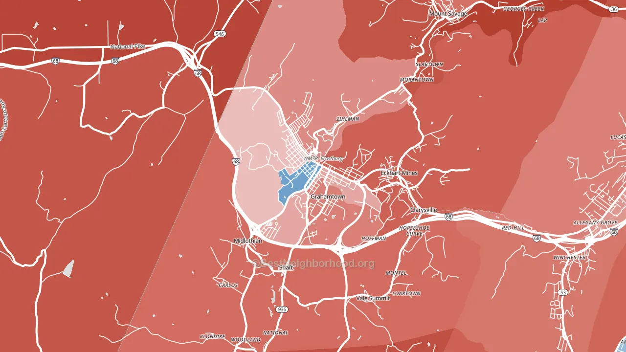 Frostburg, MD block-group political-lean map