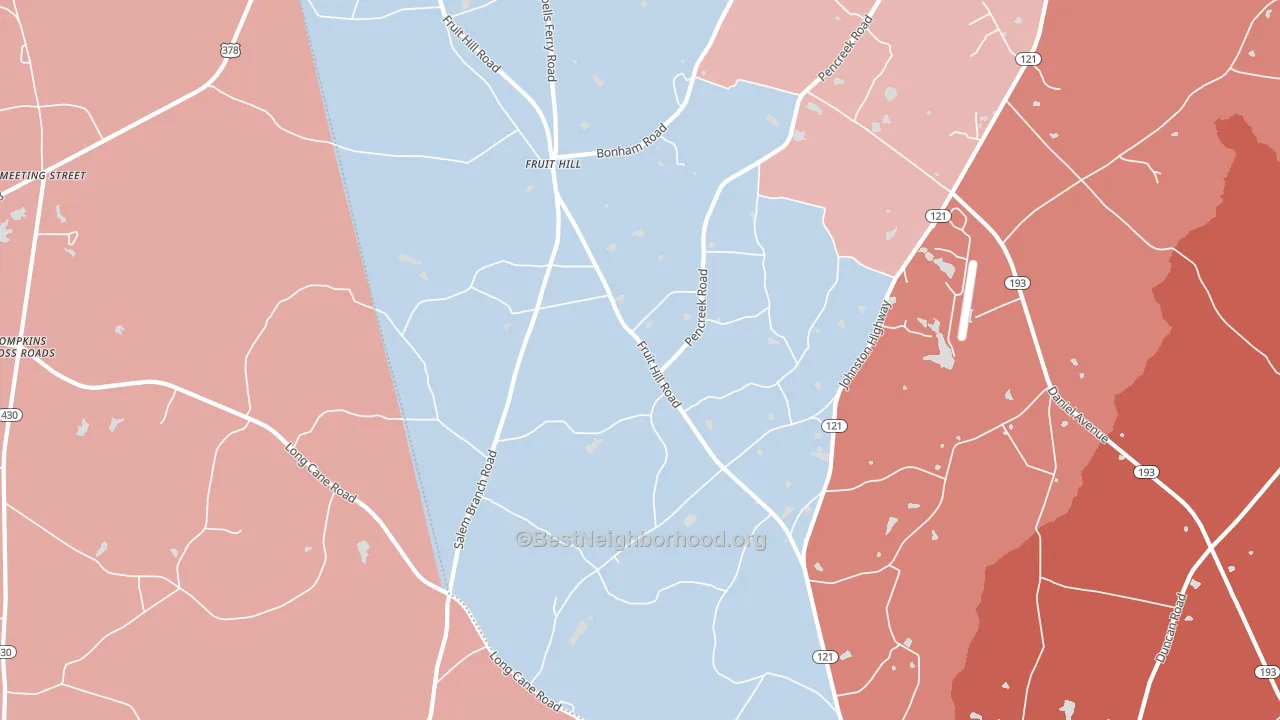 Fruit Hill, SC block-group political-lean map