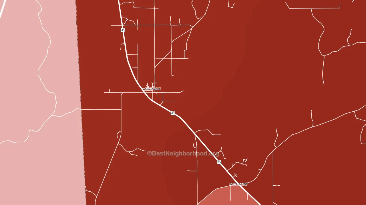 Fruitdale, AL block-group political-lean map