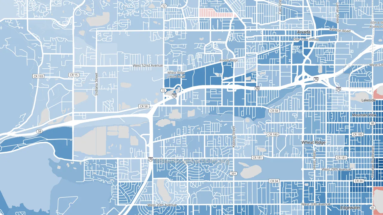 Fruitdale, Wheat Ridge, CO block-group political-lean map