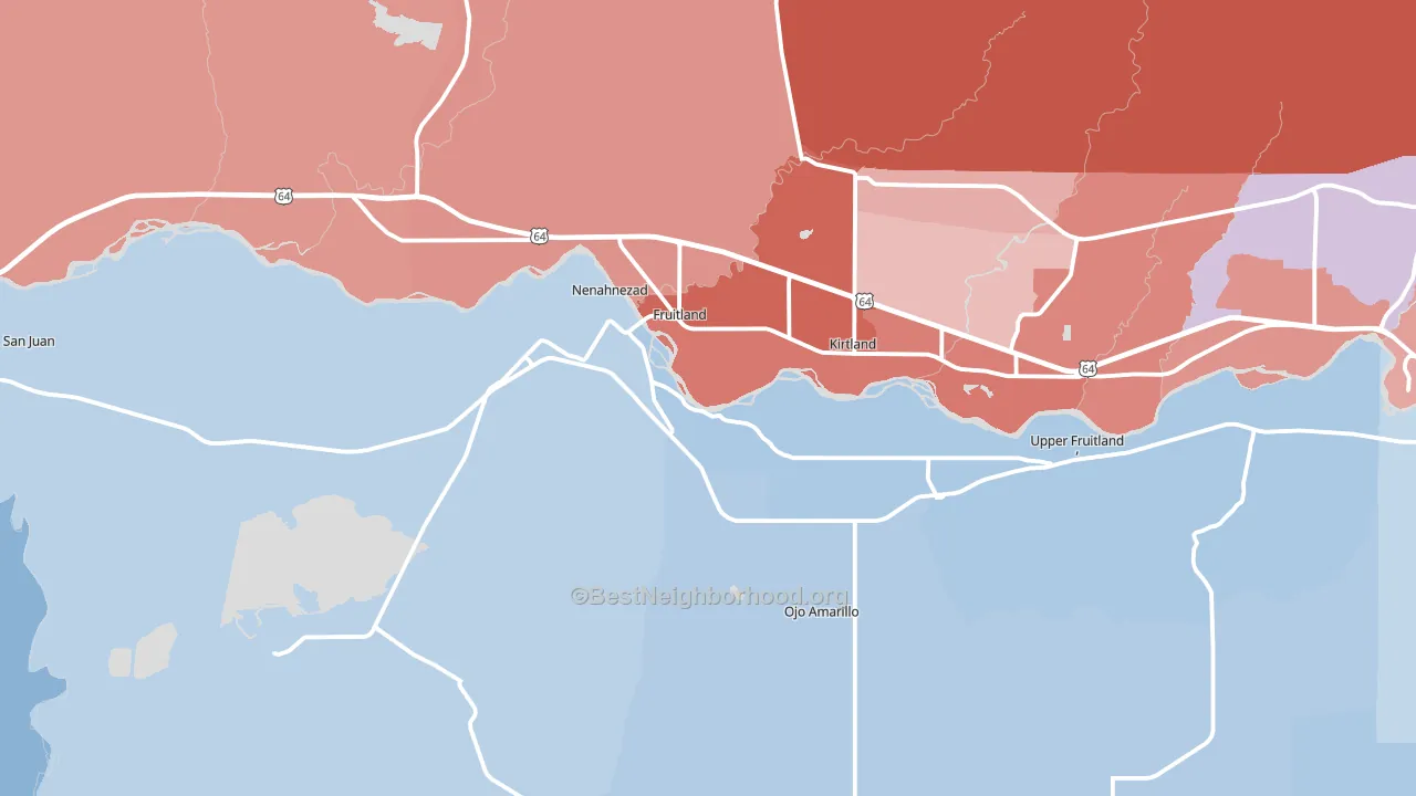 Fruitland, NM block-group political-lean map