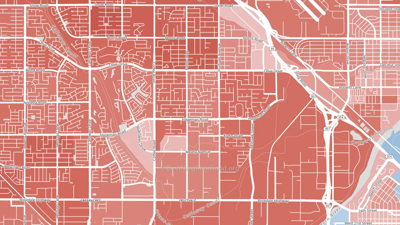 Fruitvale, Bakersfield, CA block-group political-lean map