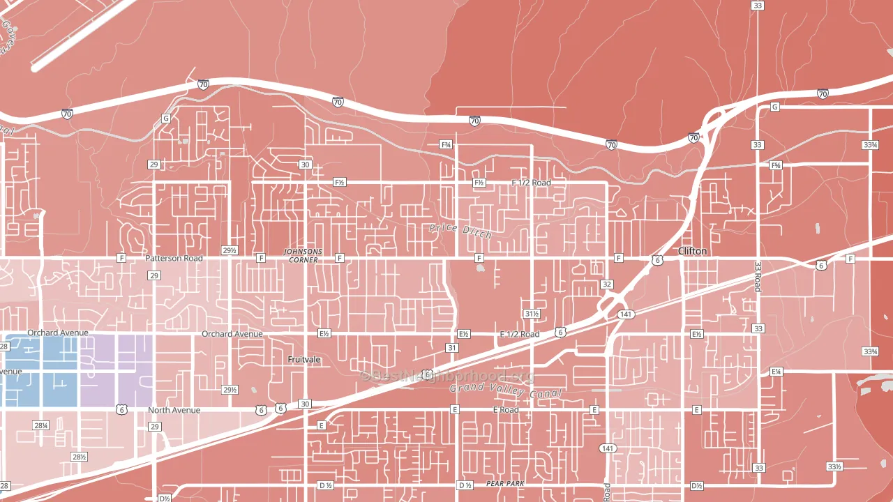 Fruitvale, CO block-group political-lean map