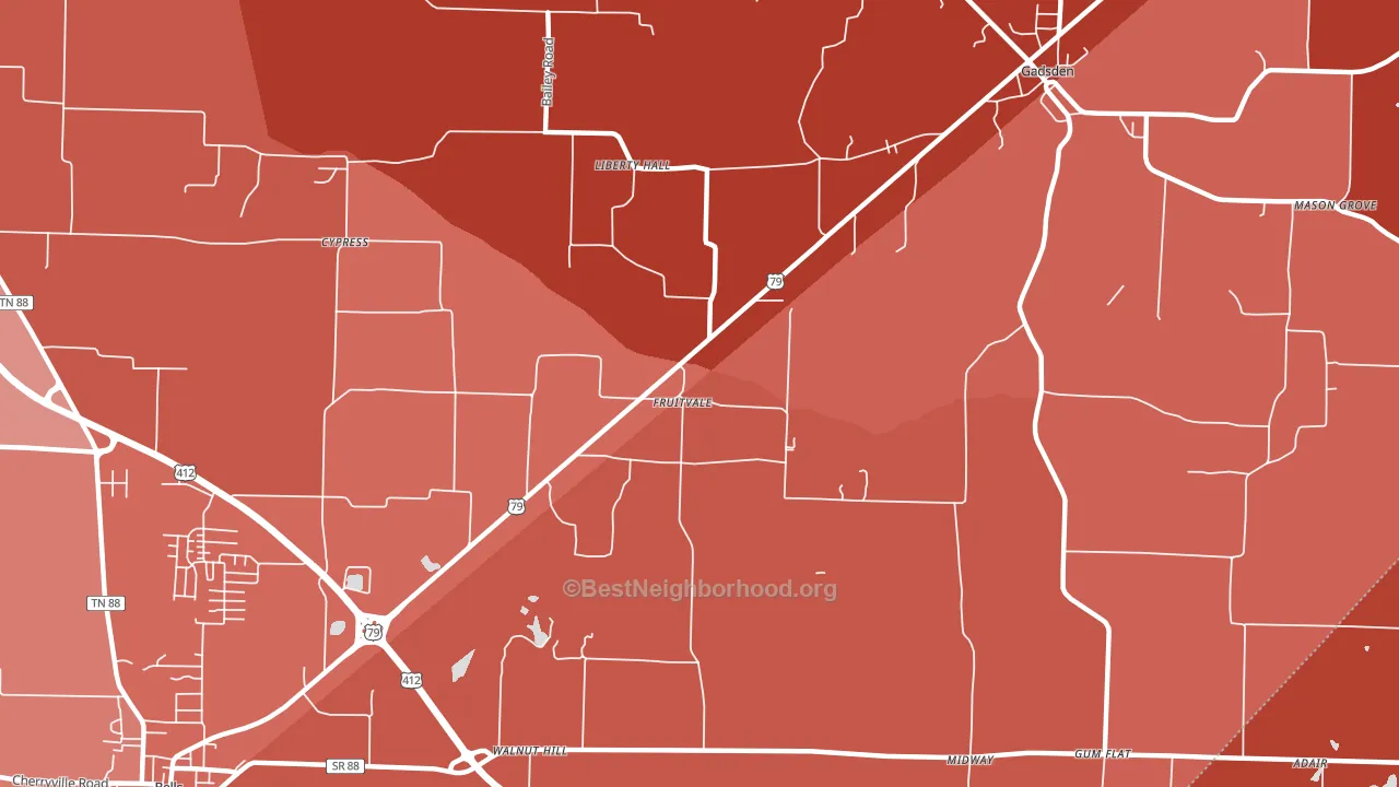 Fruitvale, TN block-group political-lean map