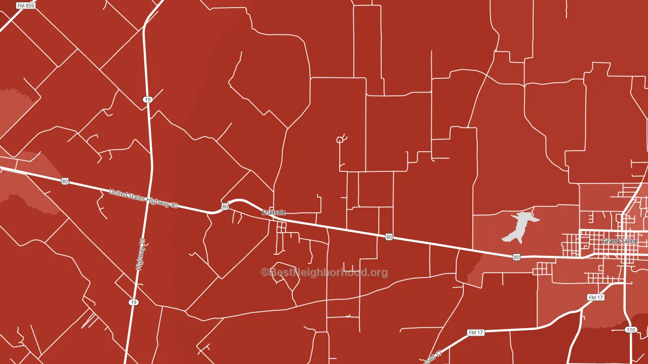 Fruitvale, TX block-group political-lean map
