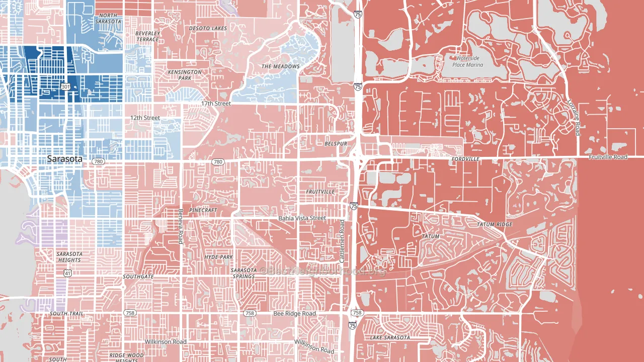 Fruitville, FL block-group political-lean map
