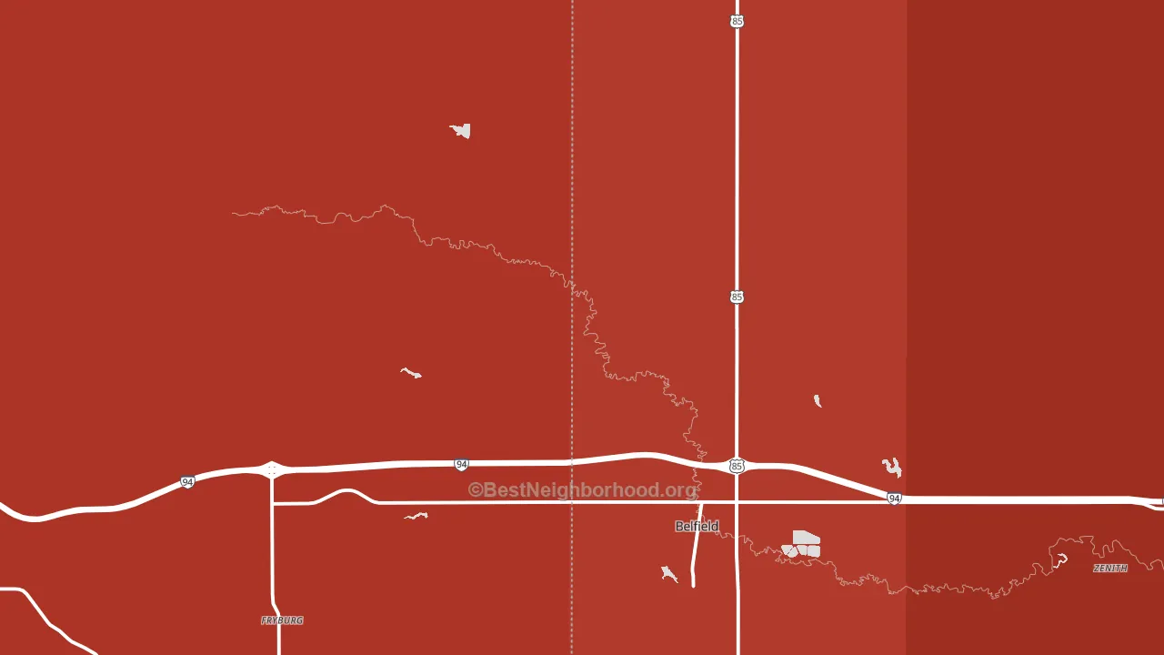 Fryburg, ND block-group political-lean map