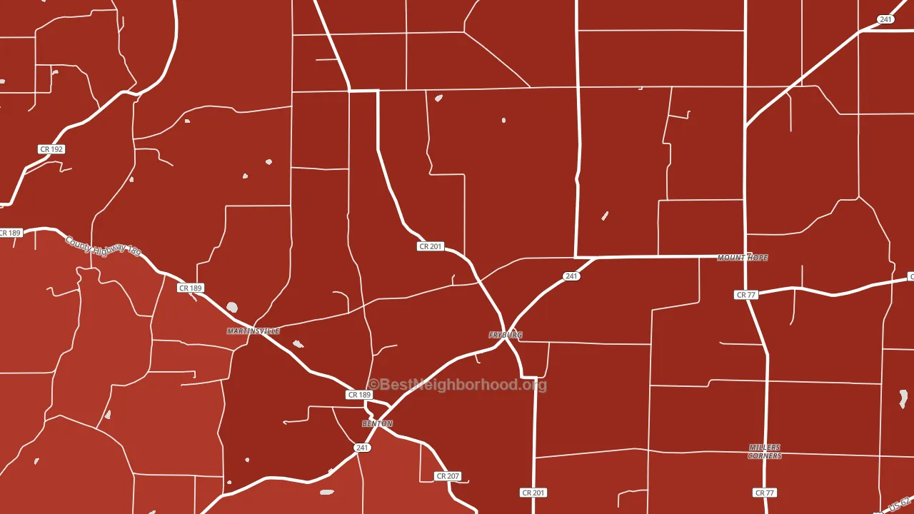 Fryburg, OH block-group political-lean map