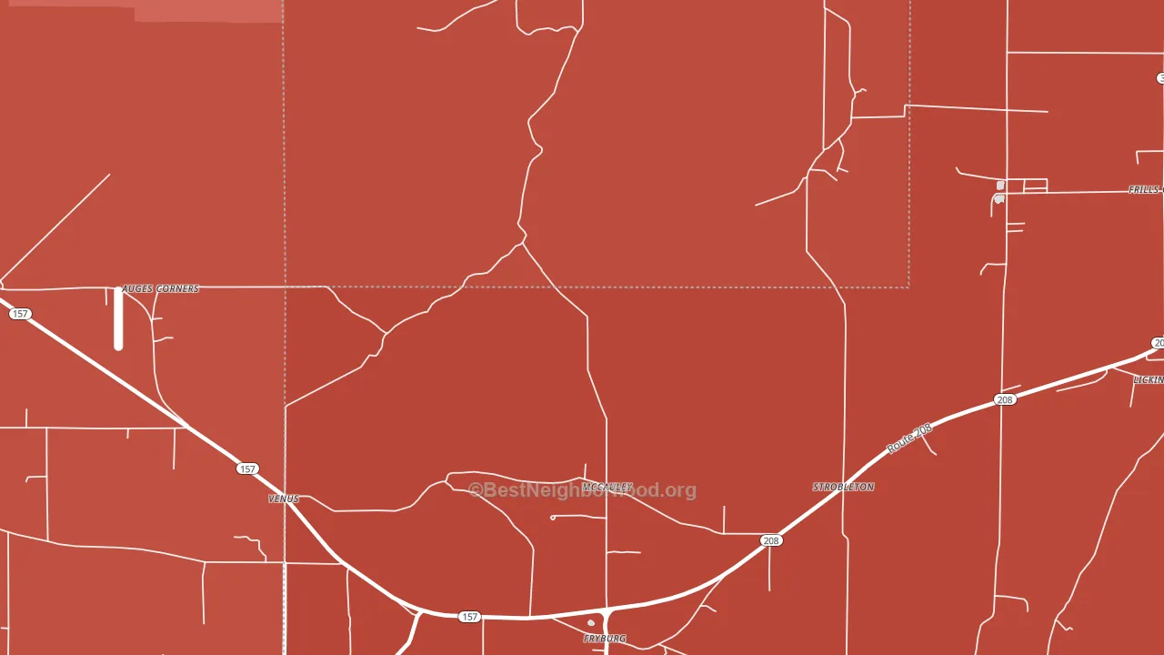 Fryburg, PA block-group political-lean map