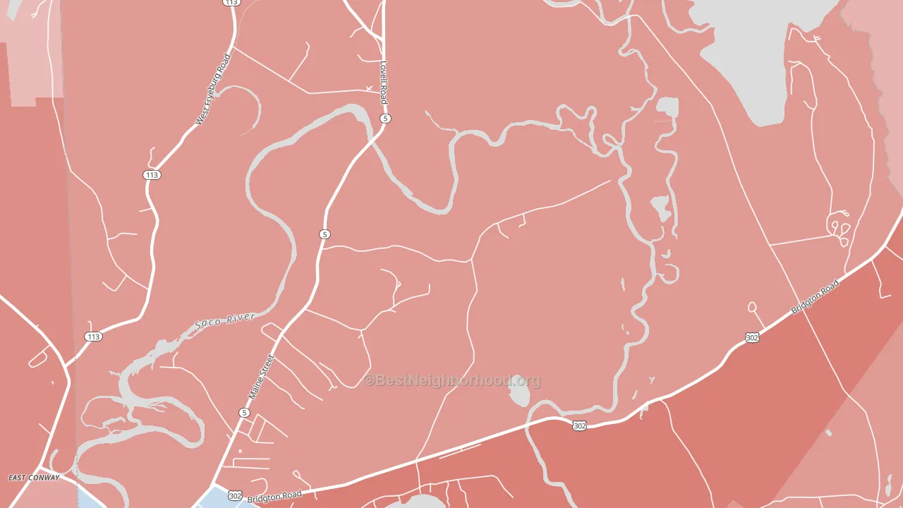Fryeburg Center, ME block-group political-lean map