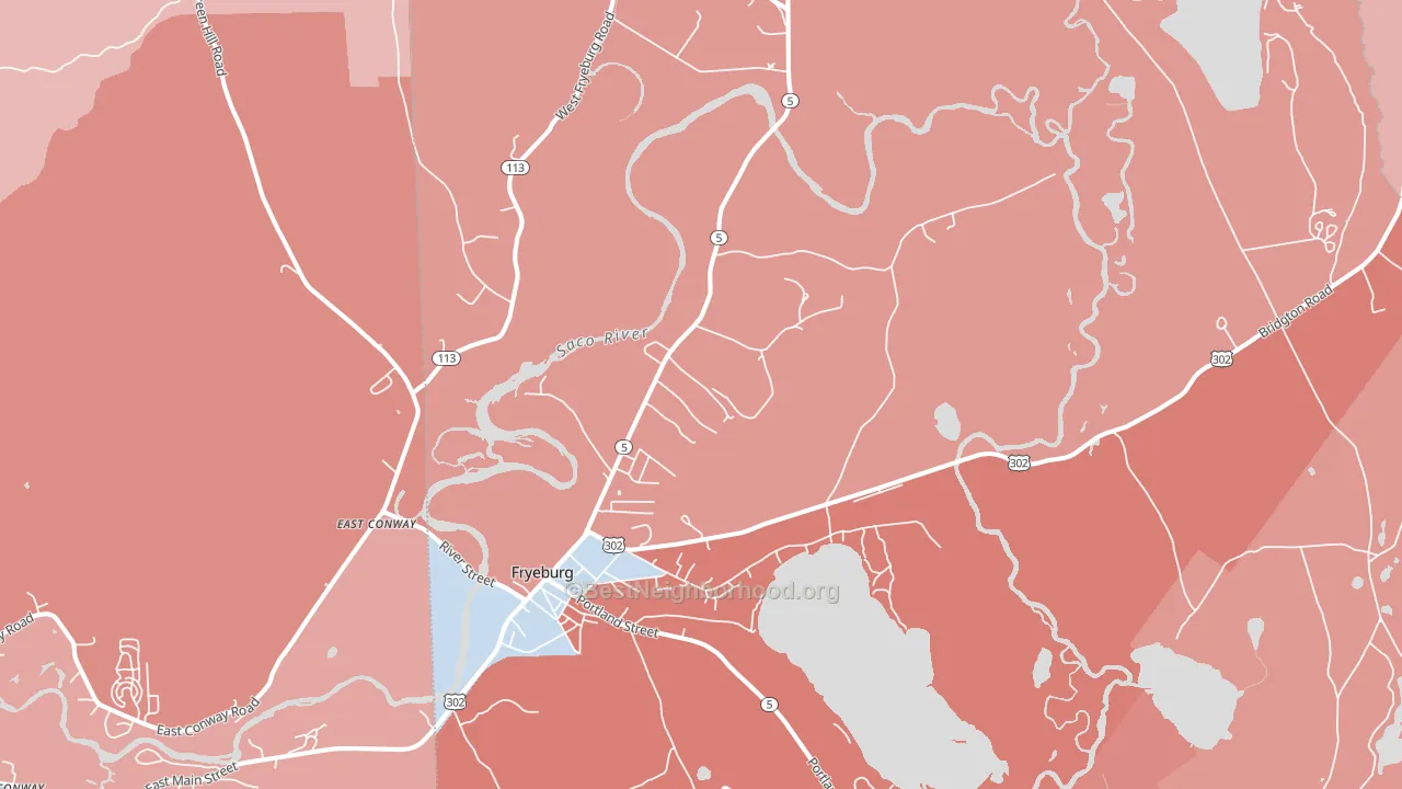 Fryeburg, ME block-group political-lean map