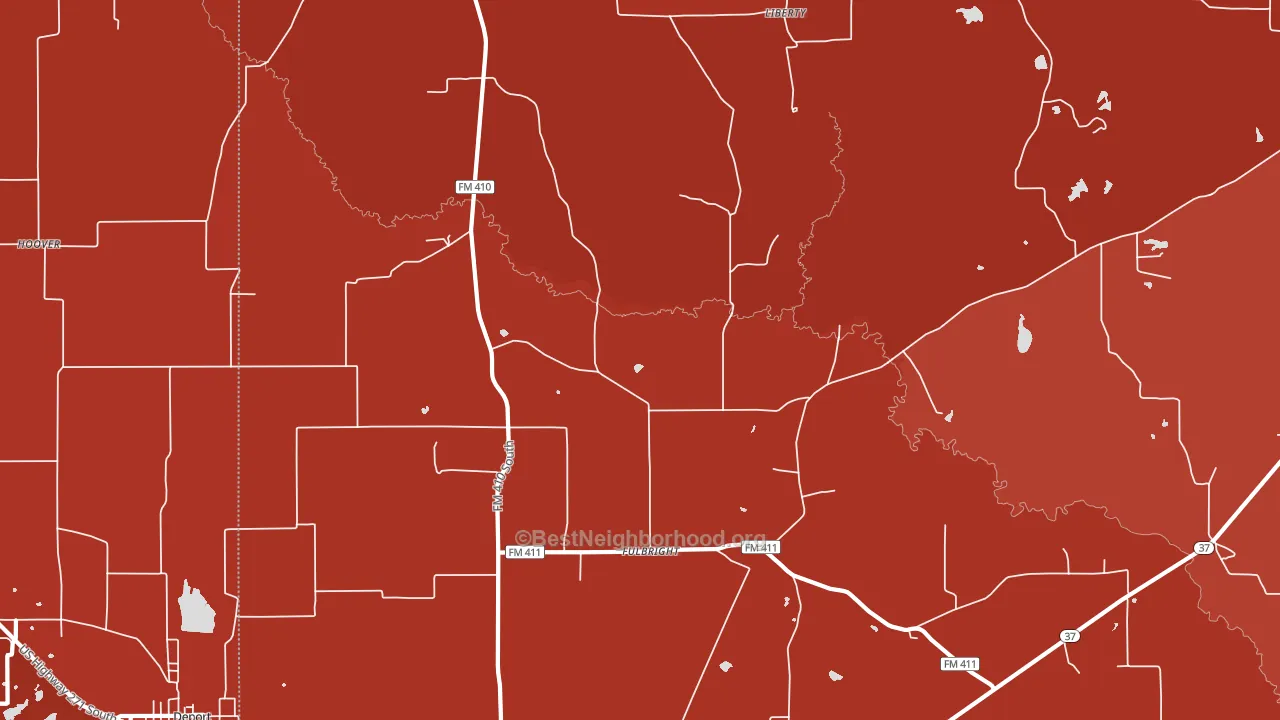 Fulbright, TX block-group political-lean map