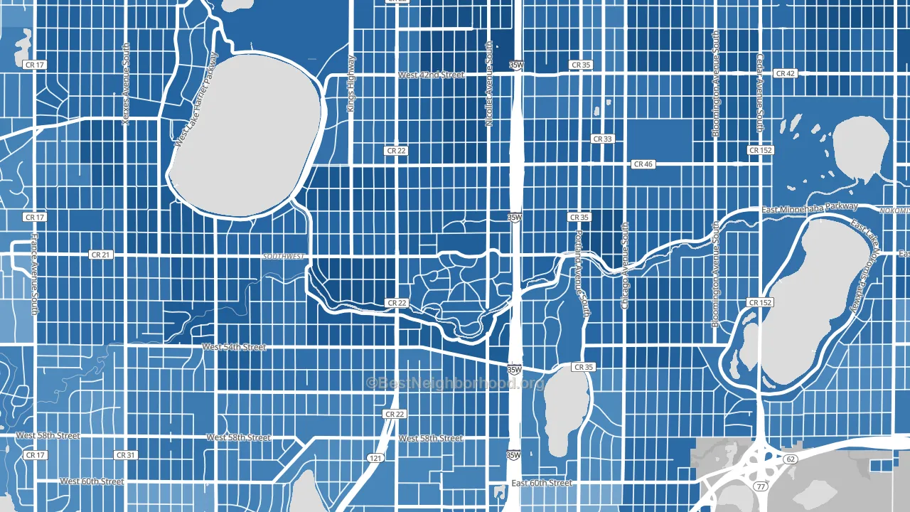 Fuller Tangletown, Minneapolis, MN block-group political-lean map
