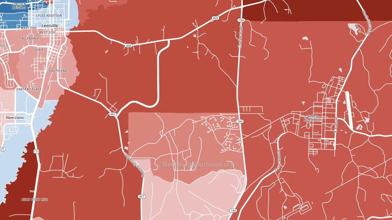 Fullerton, LA block-group political-lean map