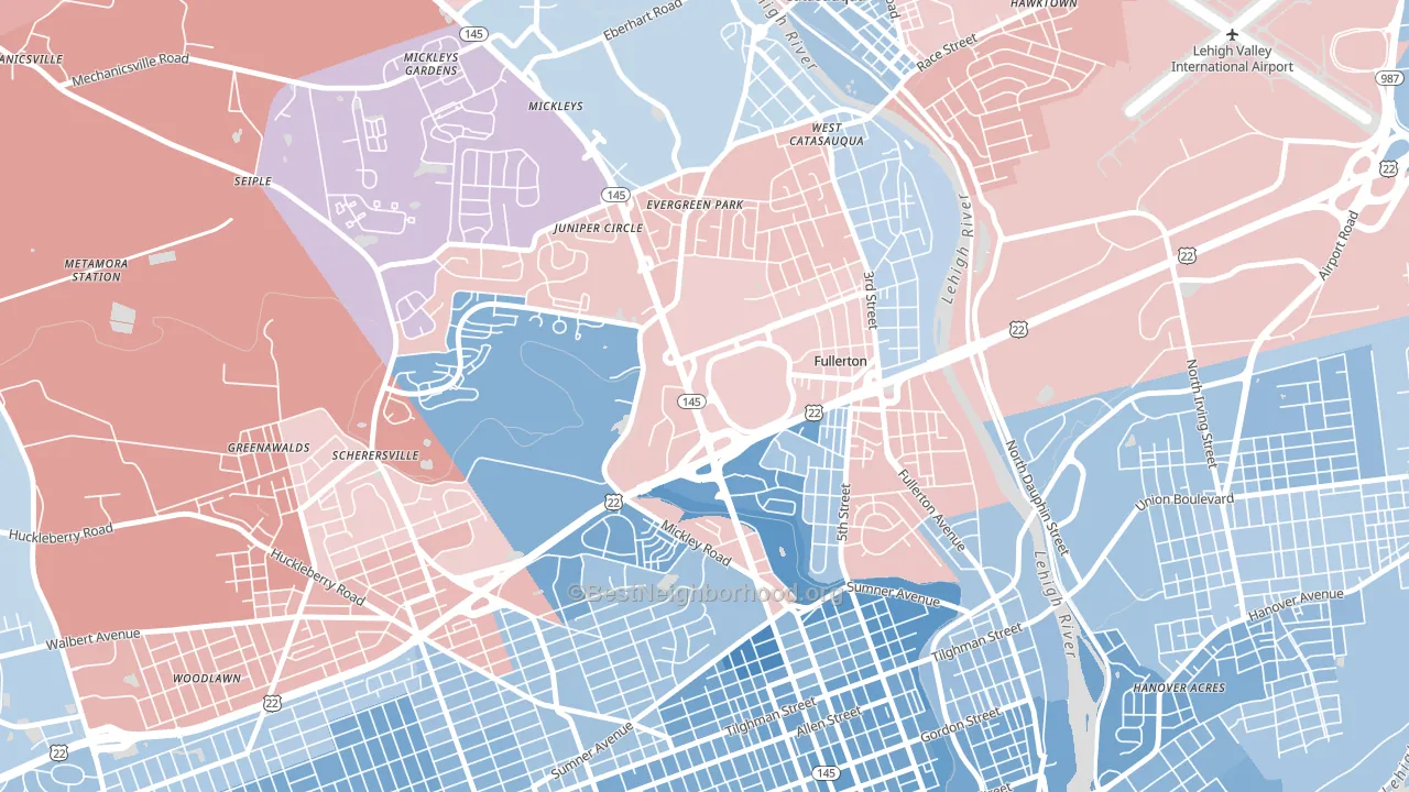 Fullerton, PA block-group political-lean map