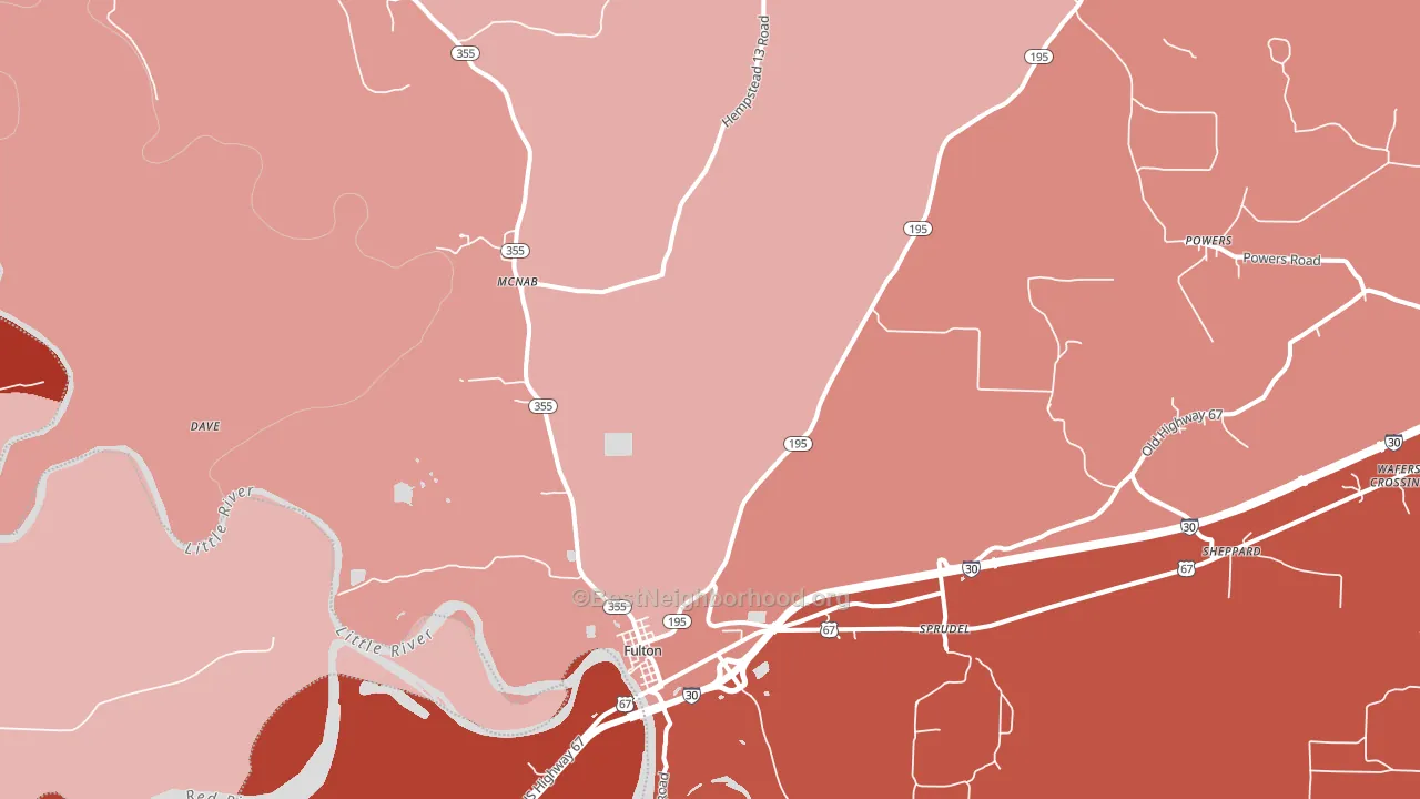 Fulton, AR block-group political-lean map