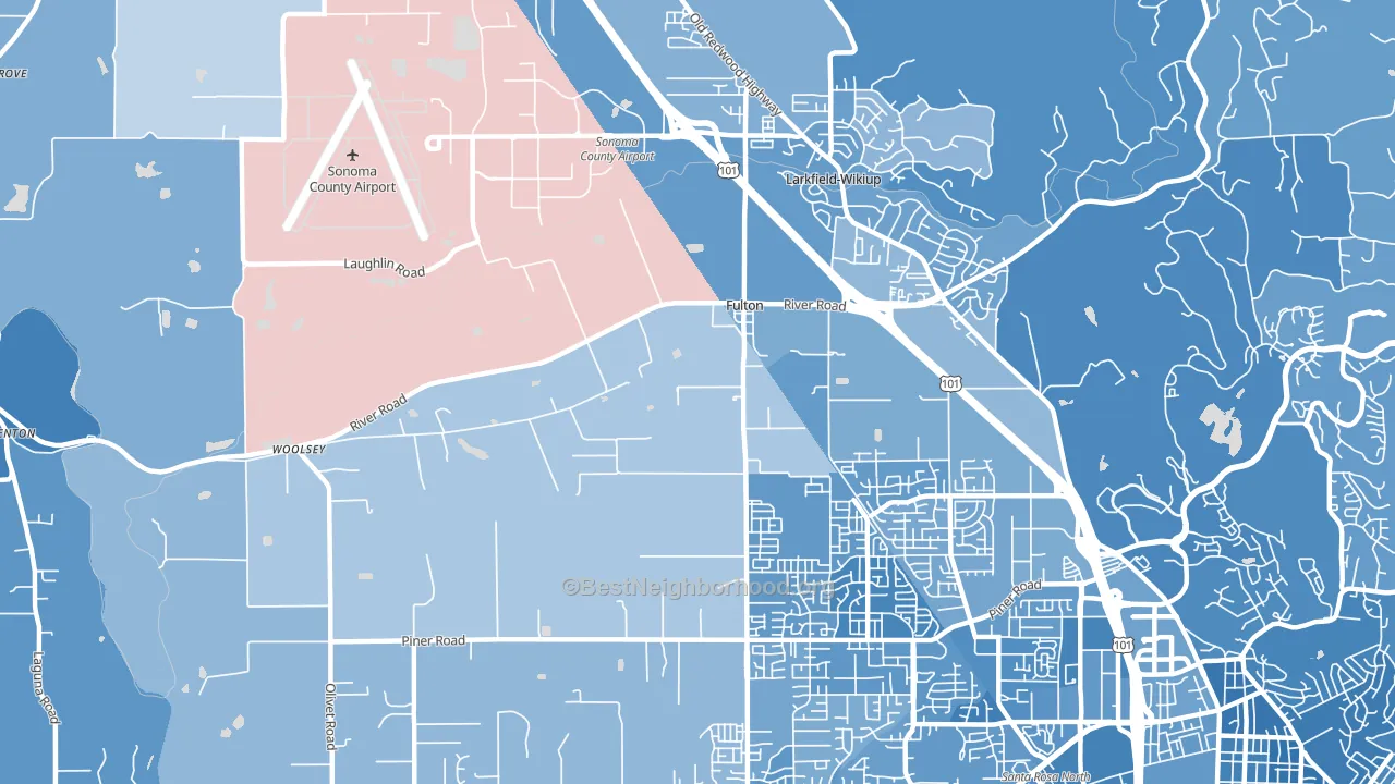 Fulton, CA block-group political-lean map
