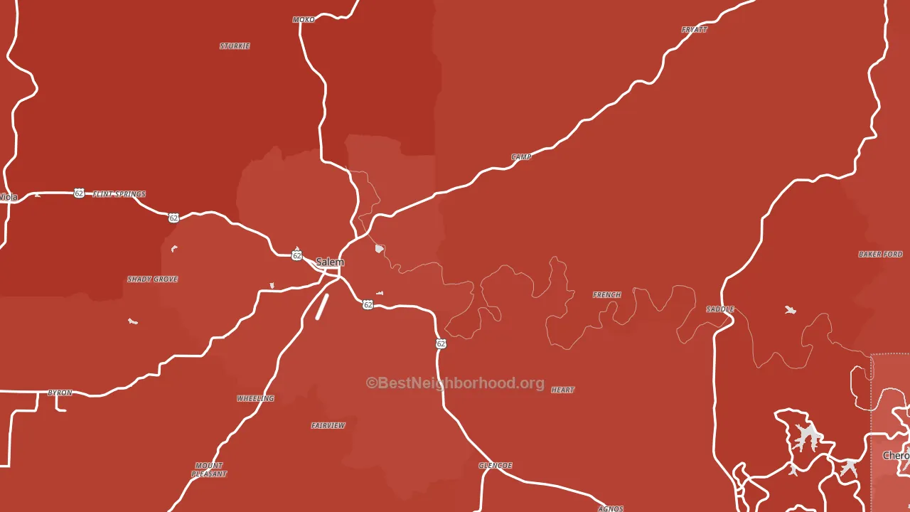 Fulton County, AR block-group political-lean map