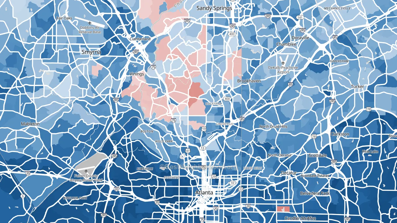 Fulton County, GA block-group political-lean map