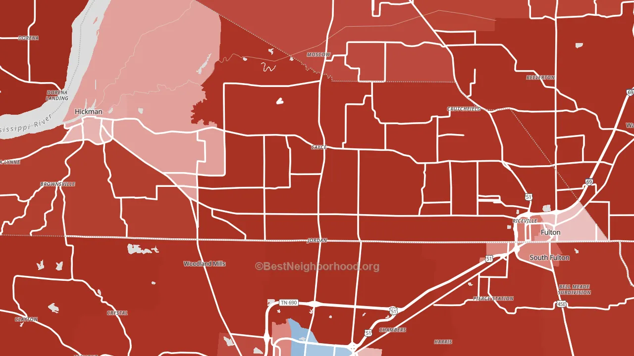 Fulton County, KY block-group political-lean map