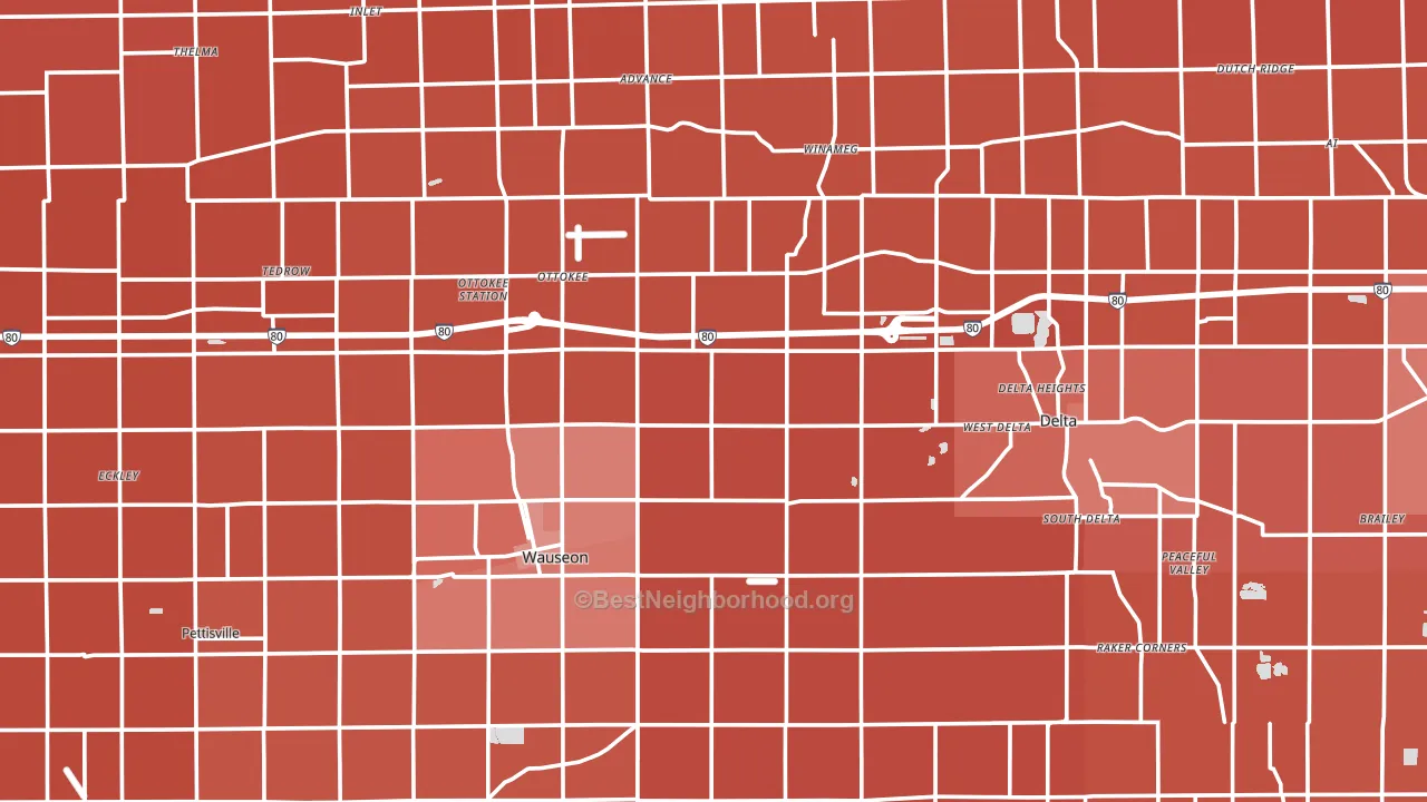 Fulton County, OH block-group political-lean map