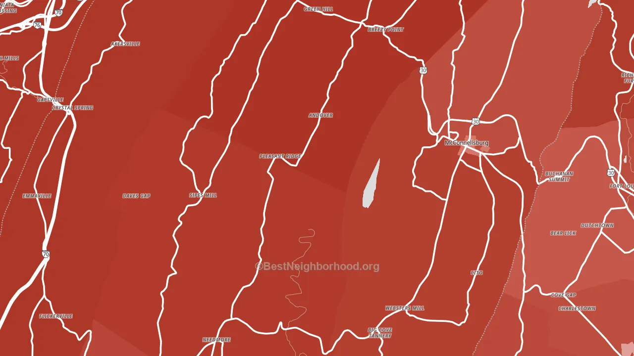 Fulton County, PA block-group political-lean map