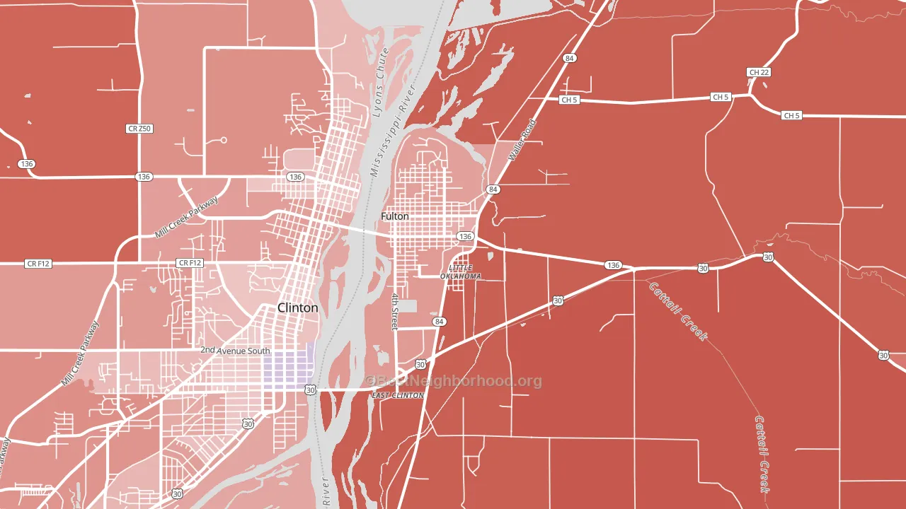 Fulton, IL block-group political-lean map