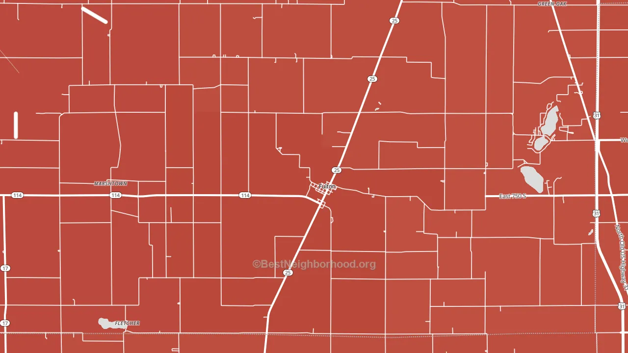Fulton, IN block-group political-lean map