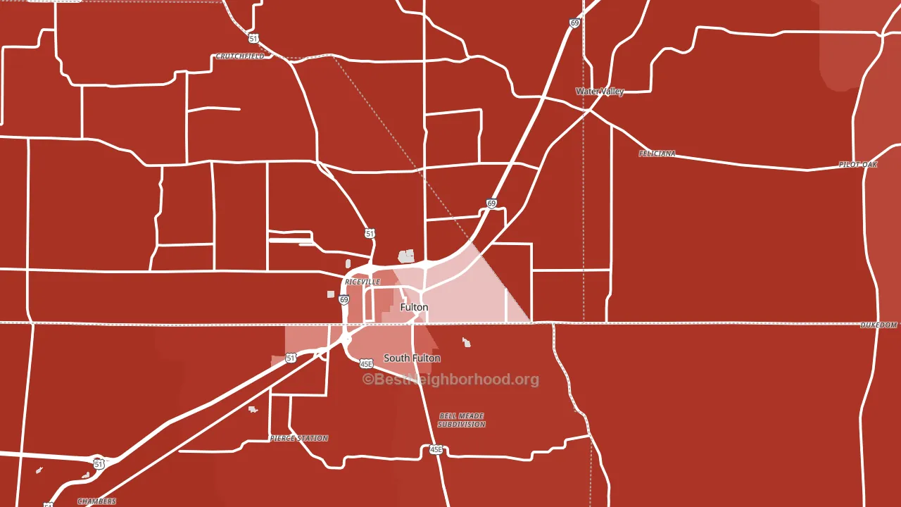 Fulton, KY block-group political-lean map