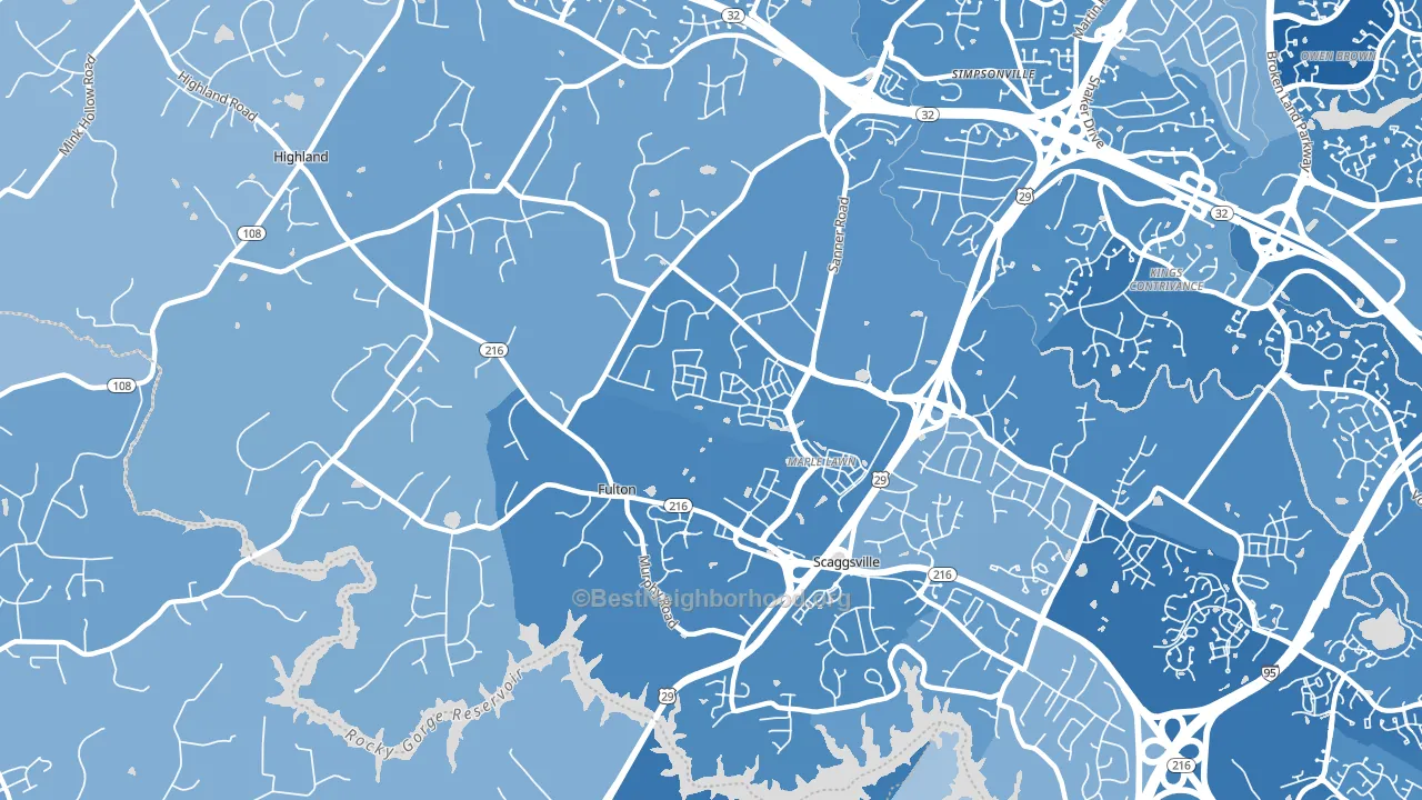 Fulton, MD block-group political-lean map