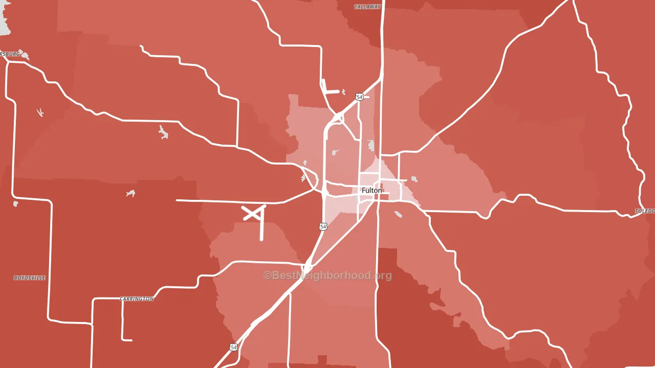 Fulton, MO block-group political-lean map