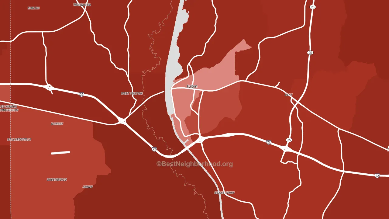 Fulton, MS block-group political-lean map