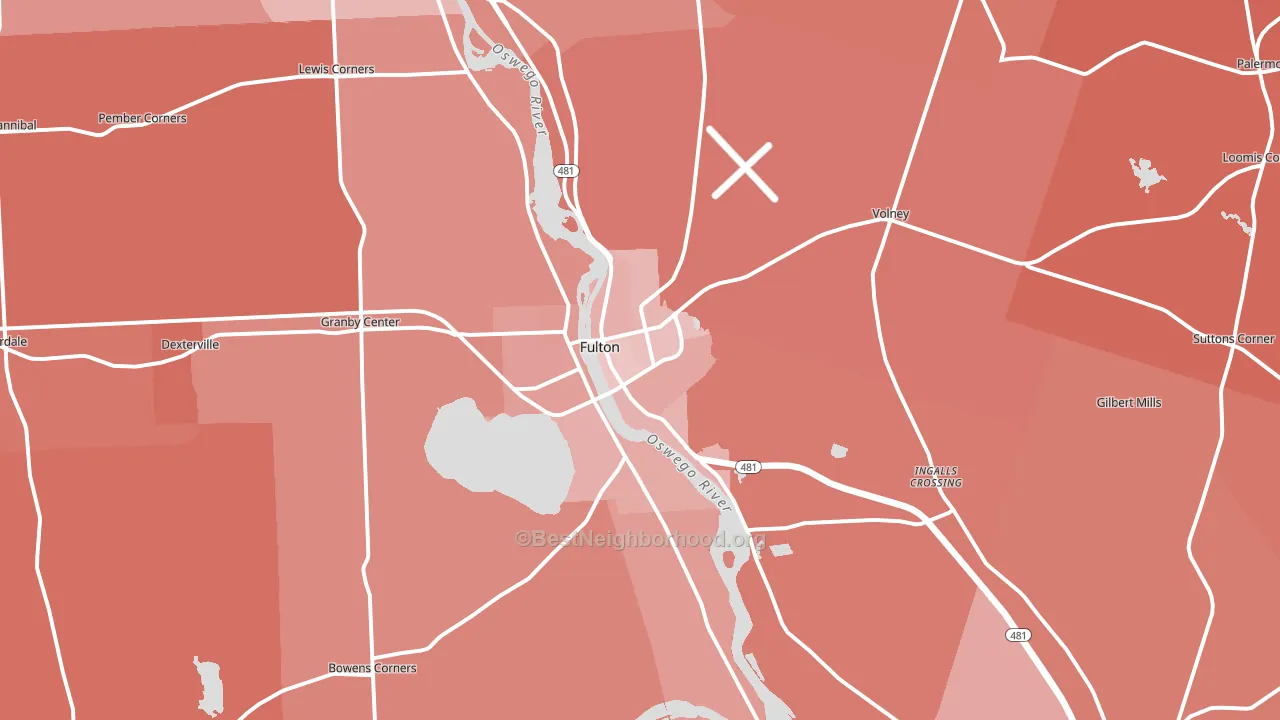 Fulton, NY block-group political-lean map