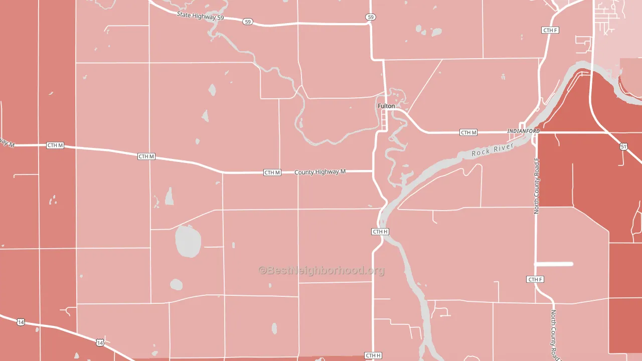 Fulton, WI block-group political-lean map