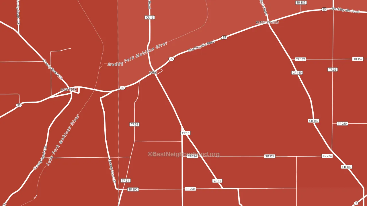 Funk, OH block-group political-lean map