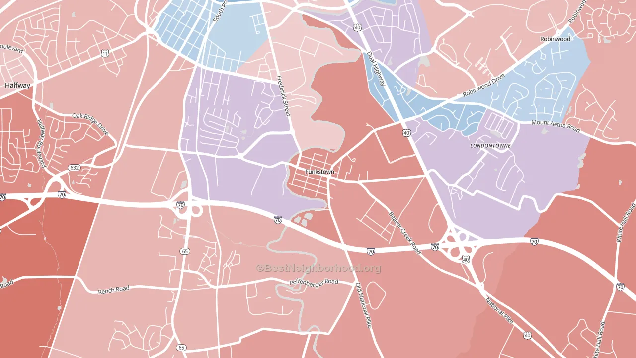 Funkstown, MD block-group political-lean map
