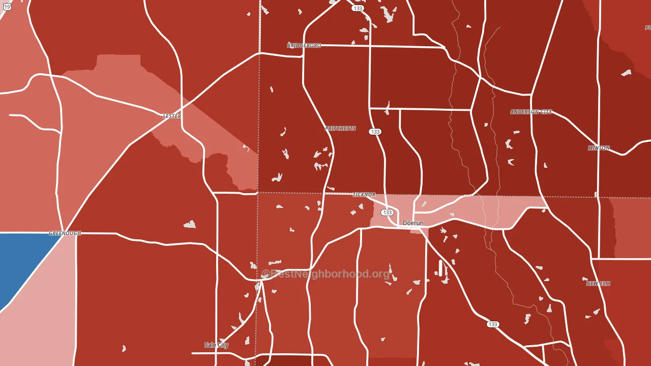 Funston, GA block-group political-lean map