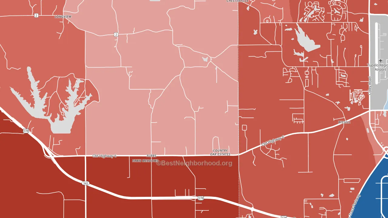 Furrs, MS block-group political-lean map
