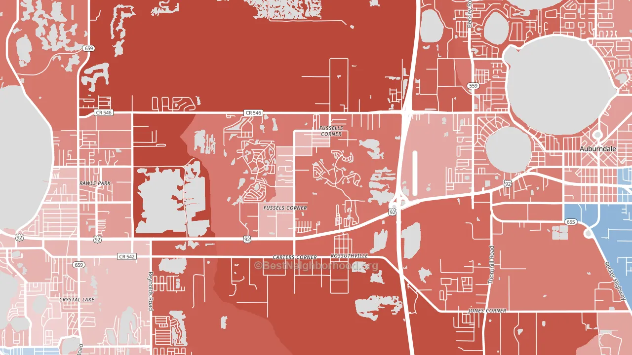 Fussels Corner, FL block-group political-lean map