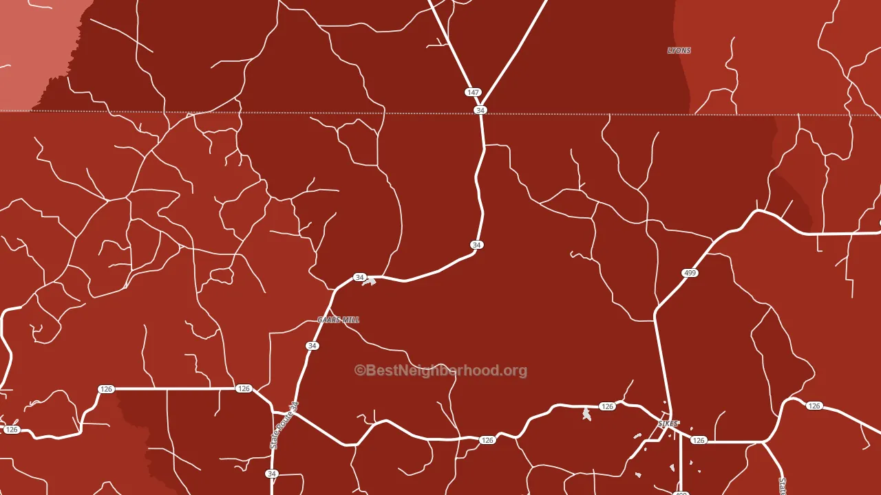 Gaars Mill, LA block-group political-lean map