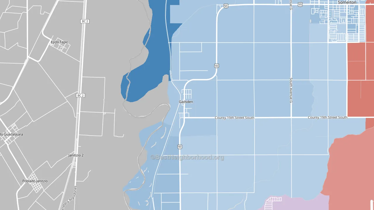 Gadsden, AZ block-group political-lean map