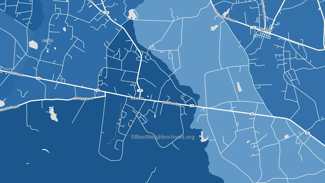 Gadsden, SC block-group political-lean map
