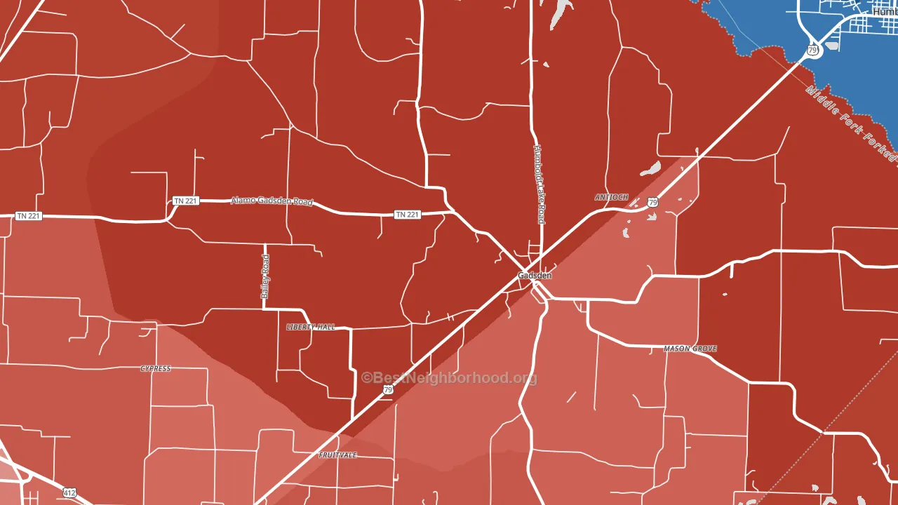 Gadsden, TN block-group political-lean map