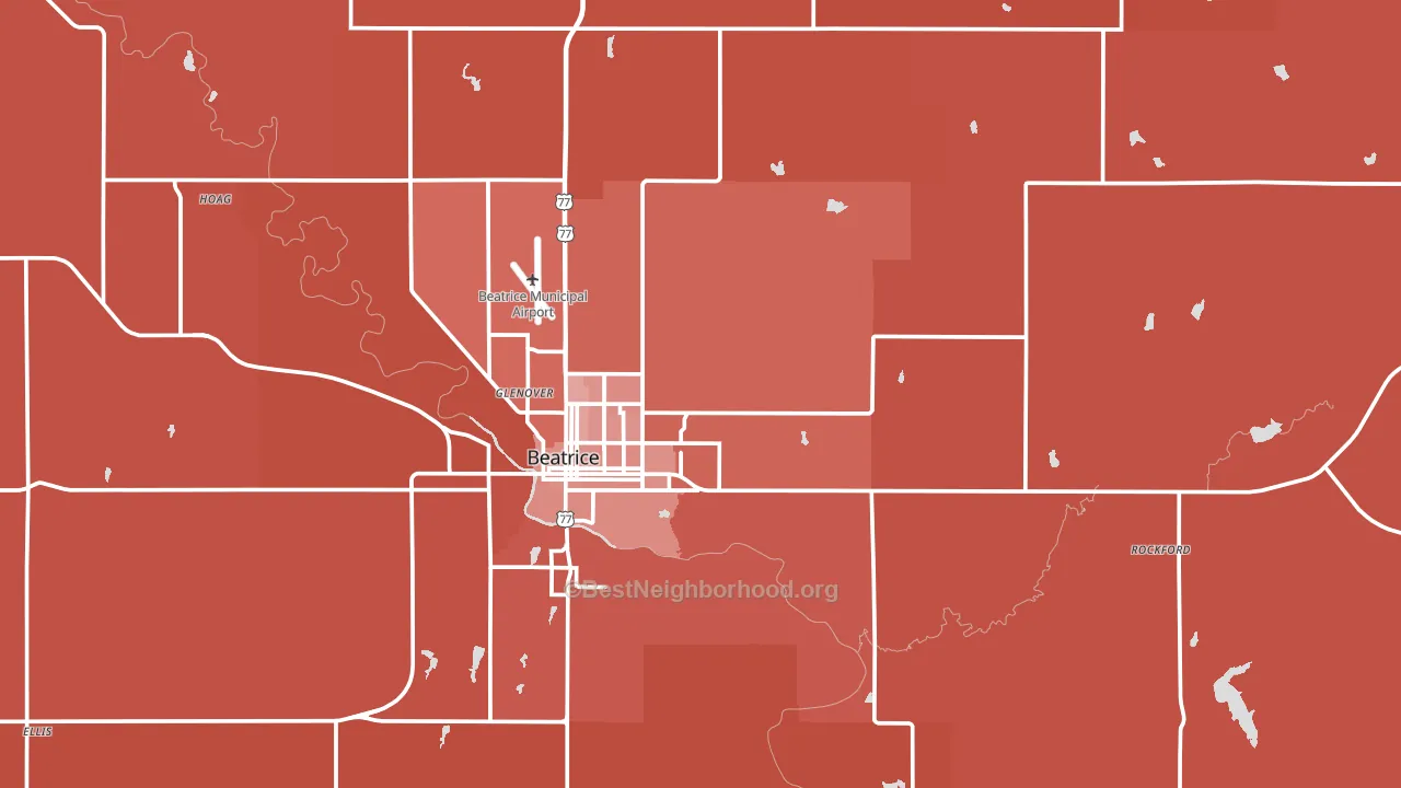 Gage County, NE block-group political-lean map