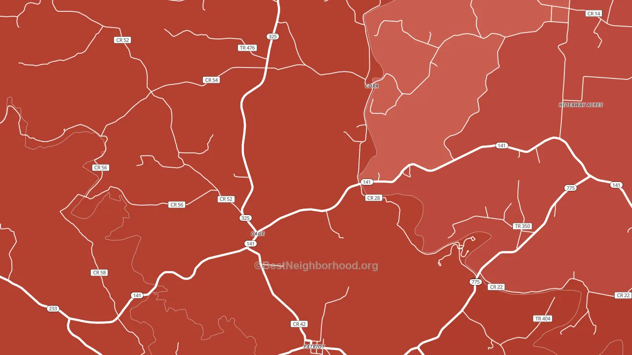 Gage, OH block-group political-lean map