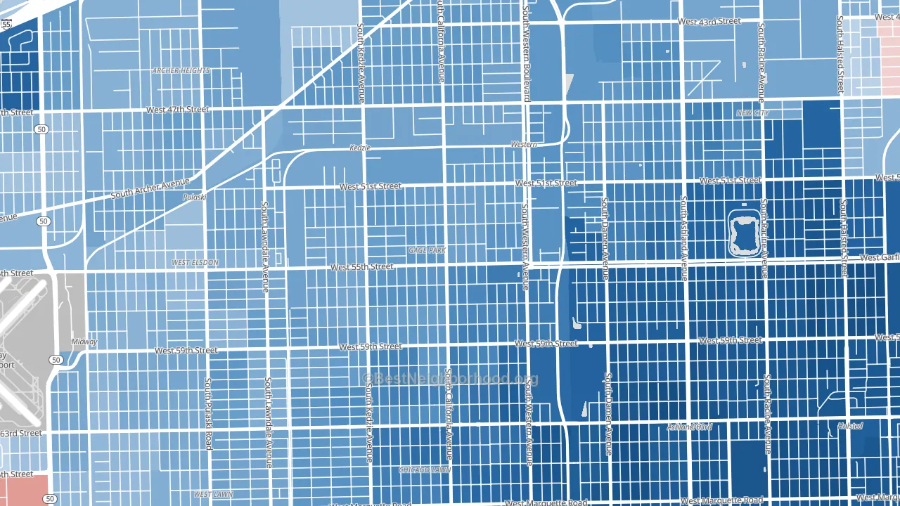 Gage Park, Chicago, IL block-group political-lean map