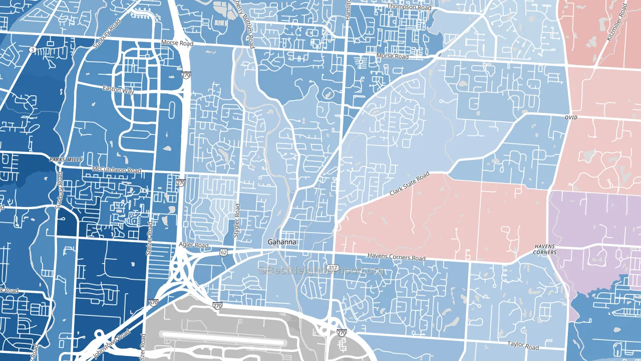 Gahanna, OH block-group political-lean map